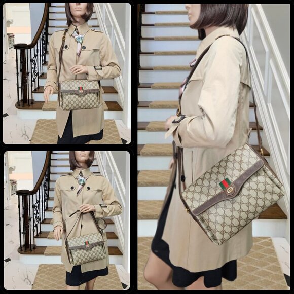 Gucci Web Sherry Line PVC Shoulder Bag - Picture 17 of 17